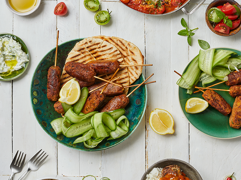 Chickpea and Vegetable Koftas With Tzatziki and Naan Bread