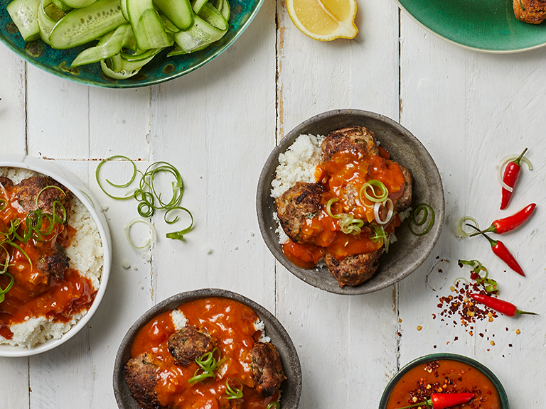 Sweet And Spicy Meatballs With Krummel Pap