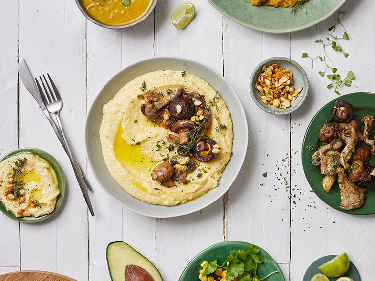 Mixed Mushrooms With Gem Squash Polenta