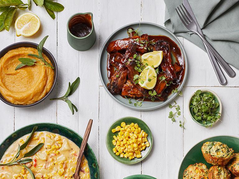 Bbq Sheep Tails With Roasted Sweet Potato And Carrot Mash