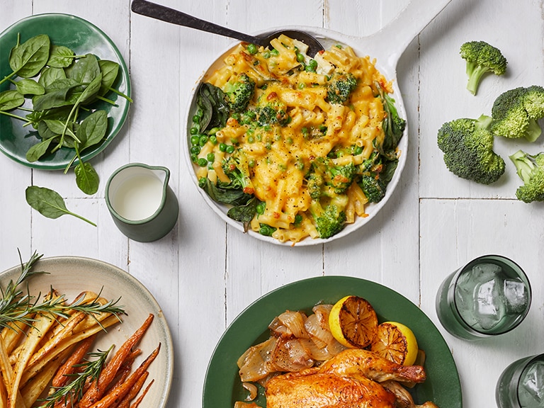 Green Mac And Cheese With Broccoli, Spinach And Peas