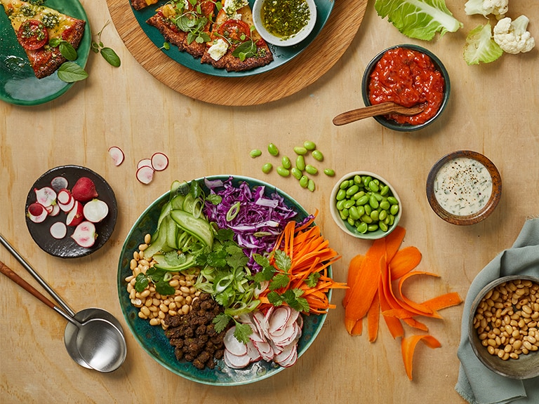 Crunchy Rainbow Salad With Red Cabbage, Soy Beans And Edamame Beans