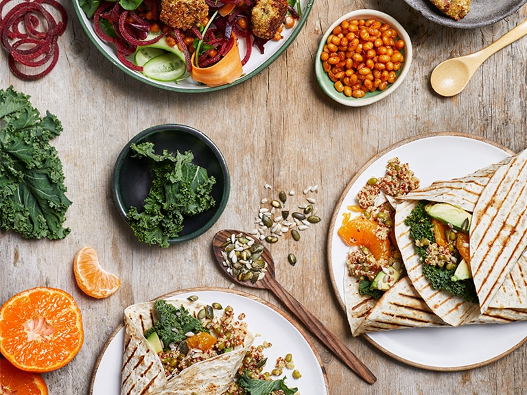 Mung Bean, Quinoa And Kale Wraps
