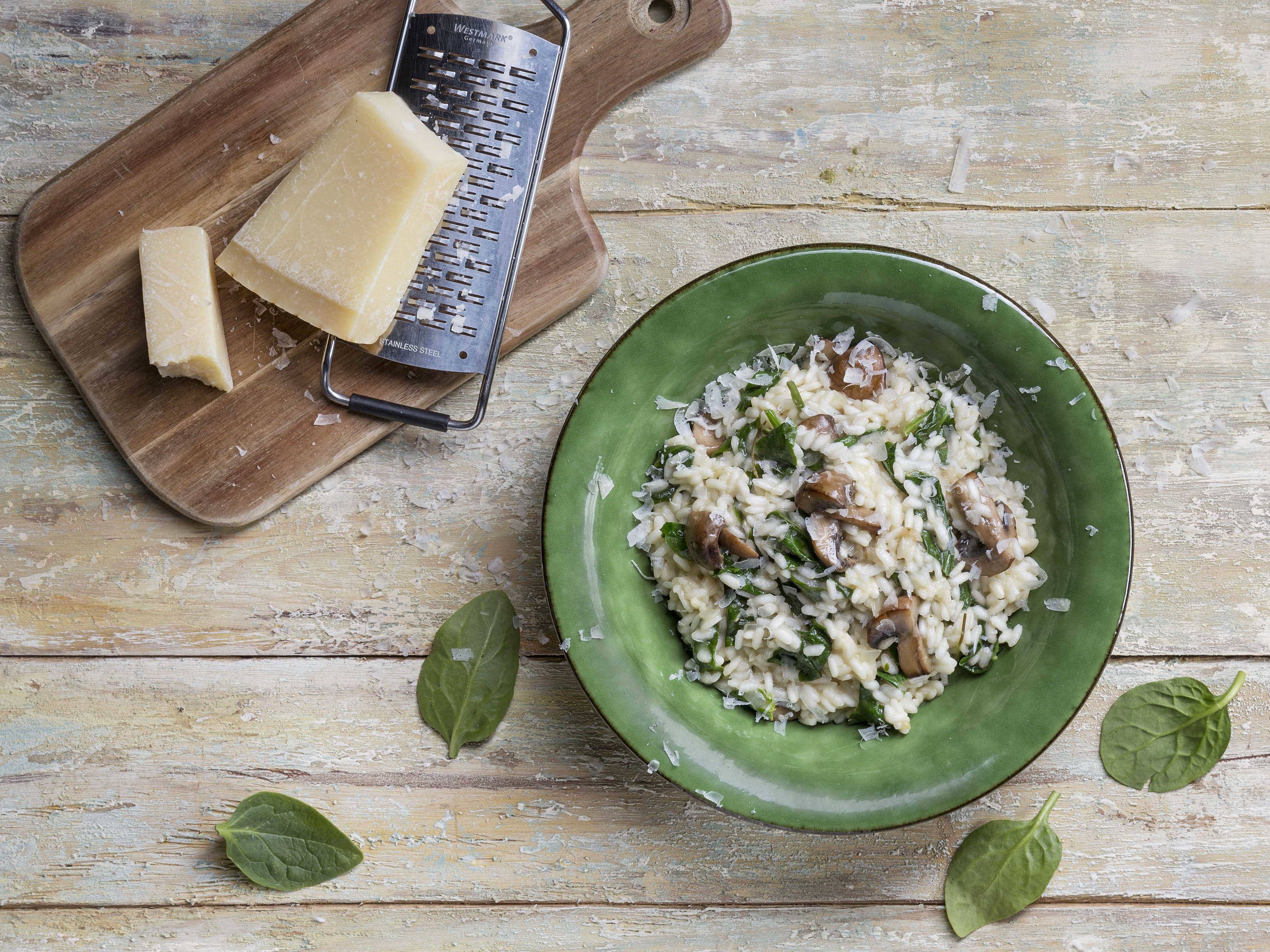 Risotto de Cogumelos e Espinafres