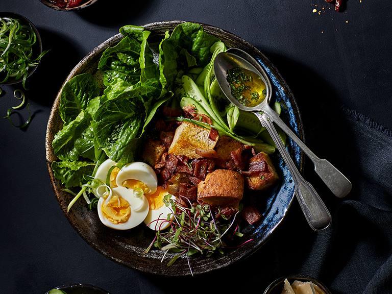 Bacon Caesar Salad With A Bokkom Caesar Dressing