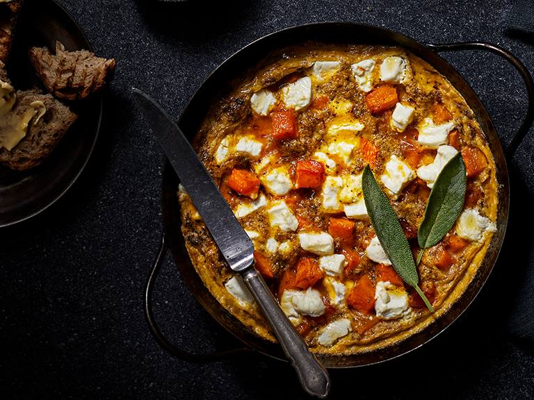 Pumpkin, Goats Cheese And Sage Frittata