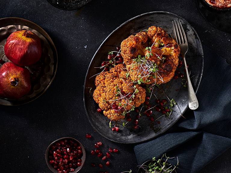 Spicy Oven Roasted Cauliflower With Harissa Yoghurt