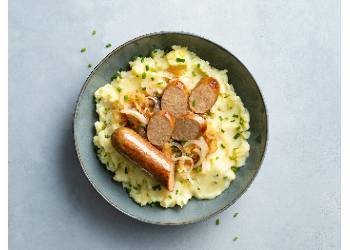 Kruidige Hete Bliksem met Vegetarische Bratwurst