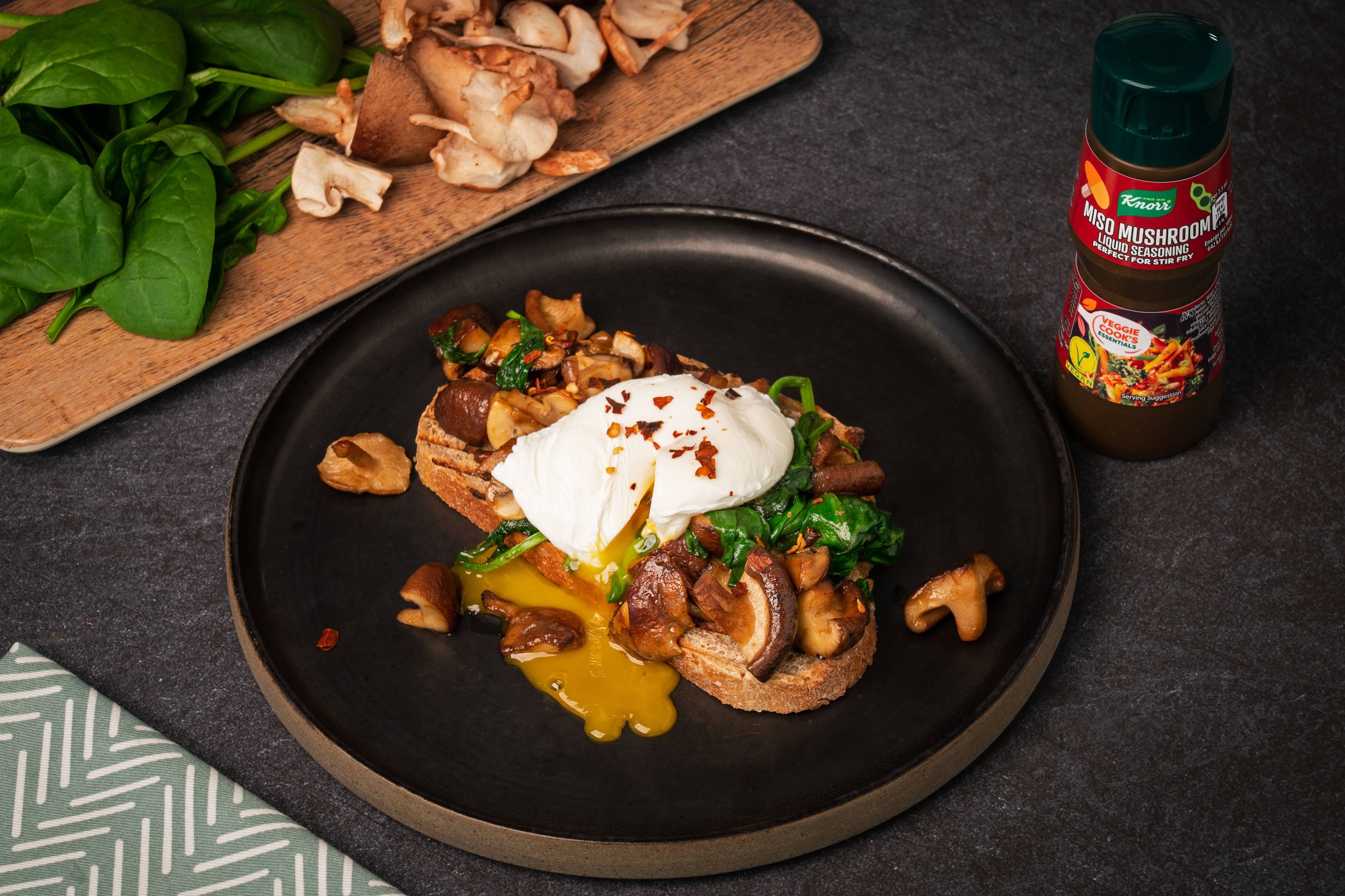 Pan Fried Mushroom and Poached Egg