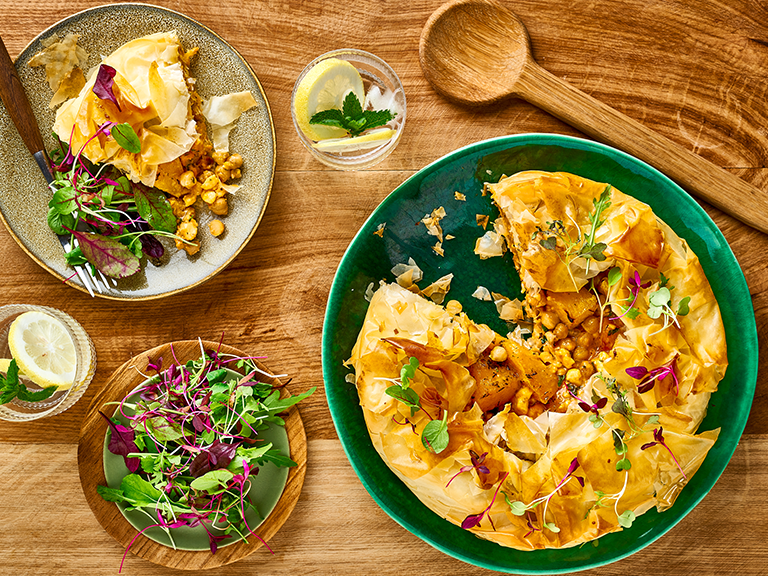 Pumpkin, Chickpea And Feta Phyllo Pie