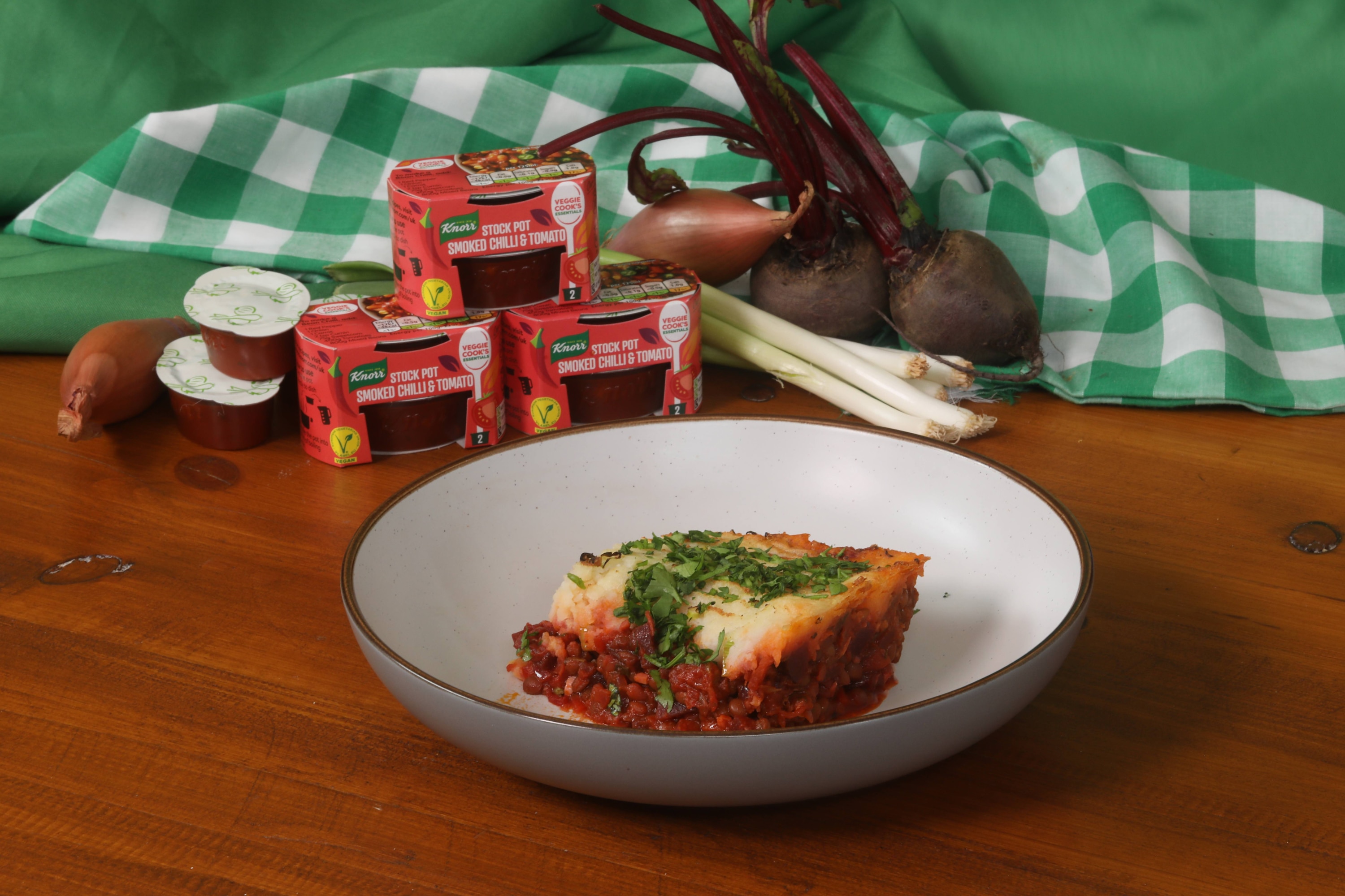 Lentil and Beetroot Shepherds Pie with Miso Mash