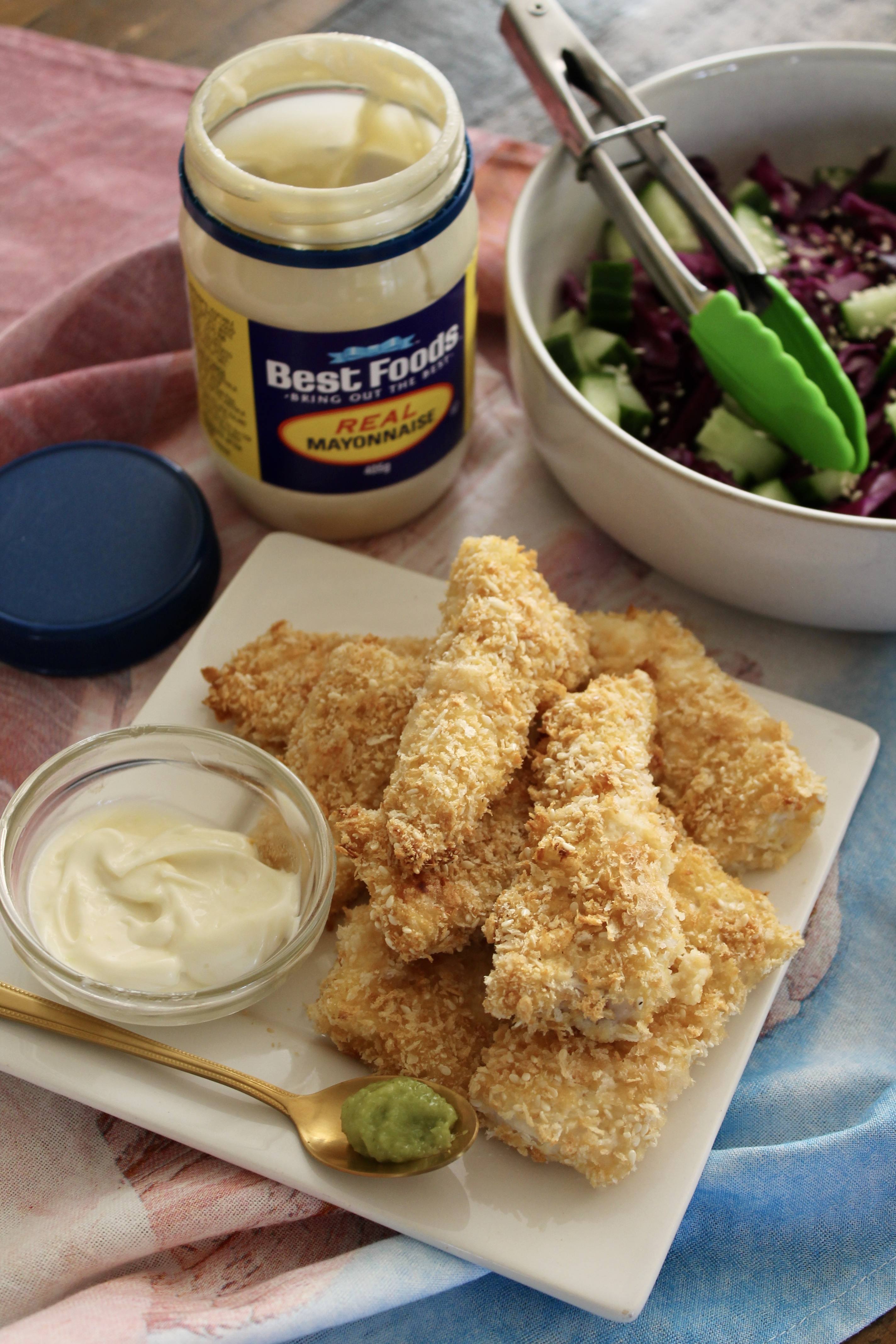 Panko Crumbed Fish Fingers with Wasabi Mayo Best Foods™ New Zealand