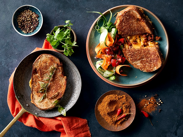 Curried Mince Sandwich with Cheese