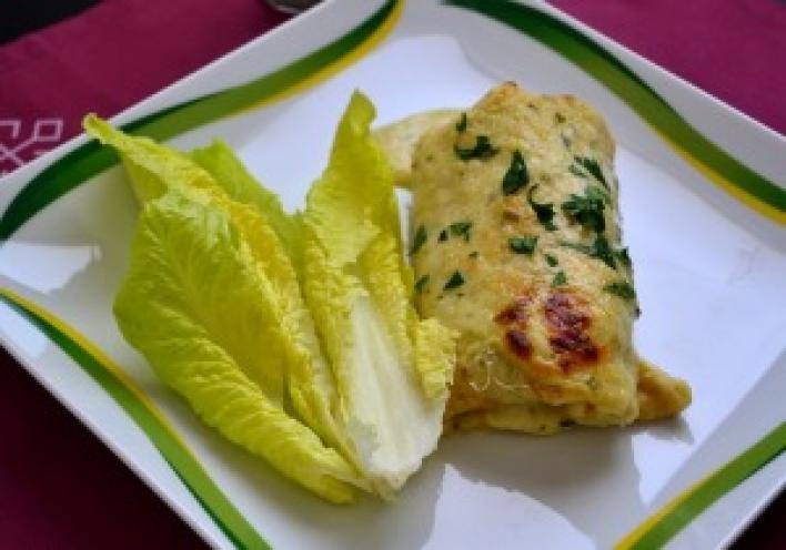 Marhahúsos, gombás palacsinta sajtszósszal