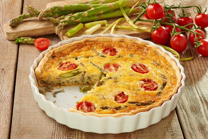 Zöld spárgás, mozzarellás quiche