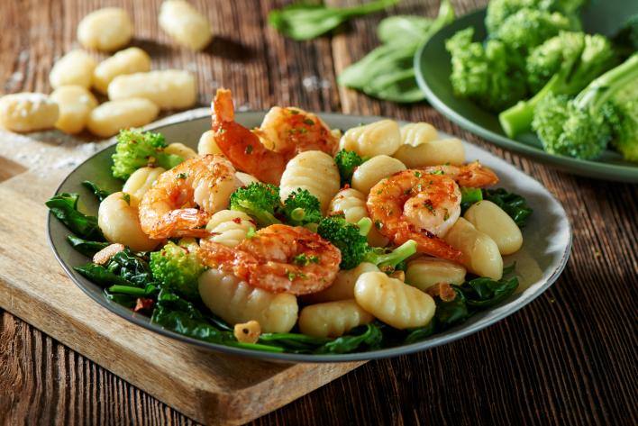 Gnocchi brokkolival és rákkal