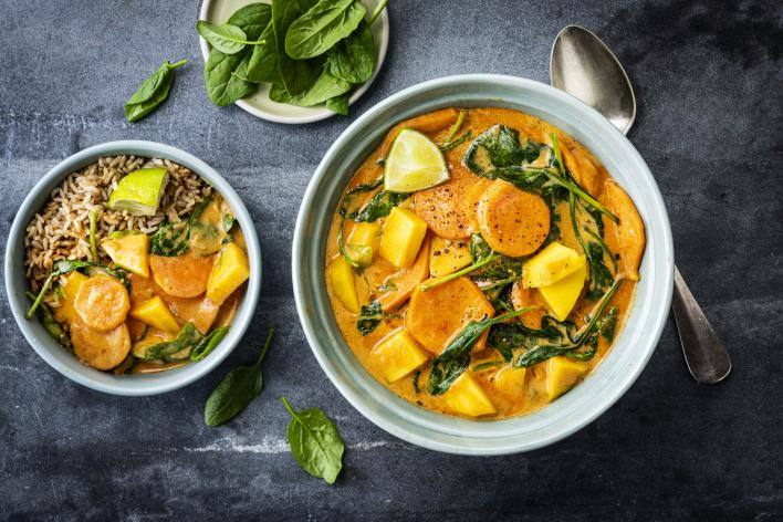 Mangós-spenótos-kókuszos curry