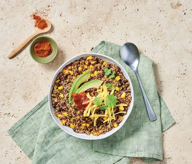 Mexican Spiced Black Bean & Corn Quinoa Bowl