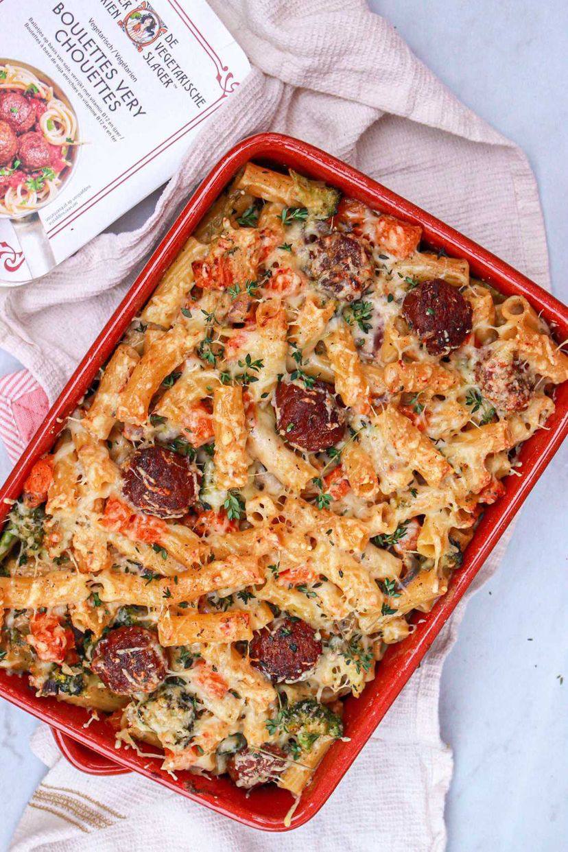Gratin de pâtes aux boulettes