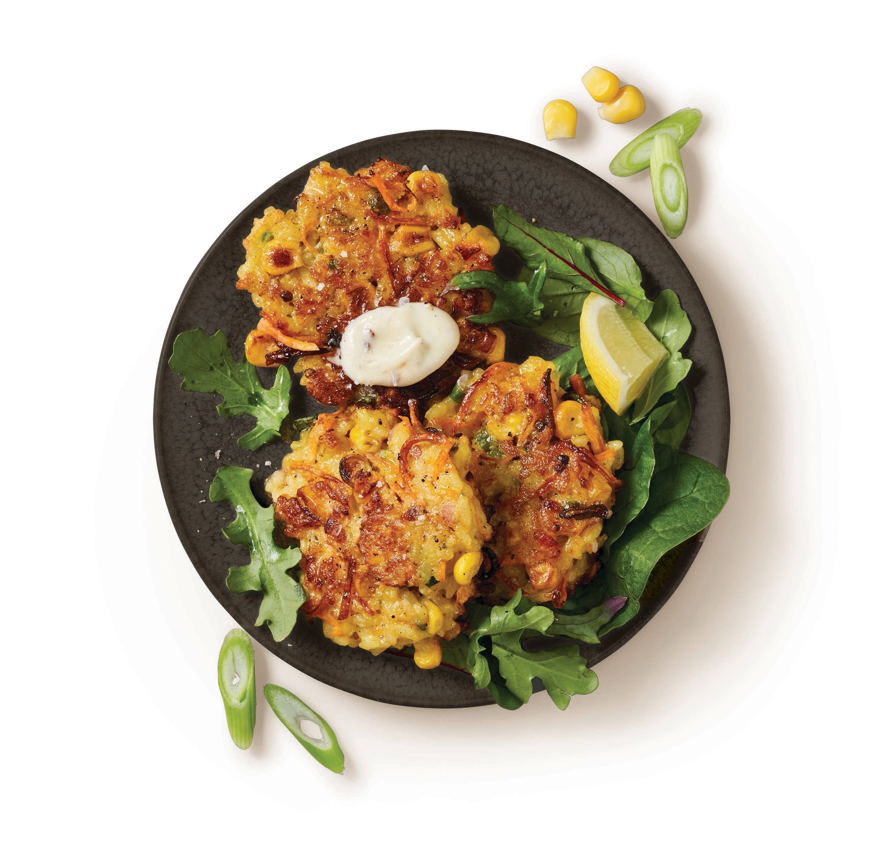 Corn, Carrot & Bacon Rice Fritters