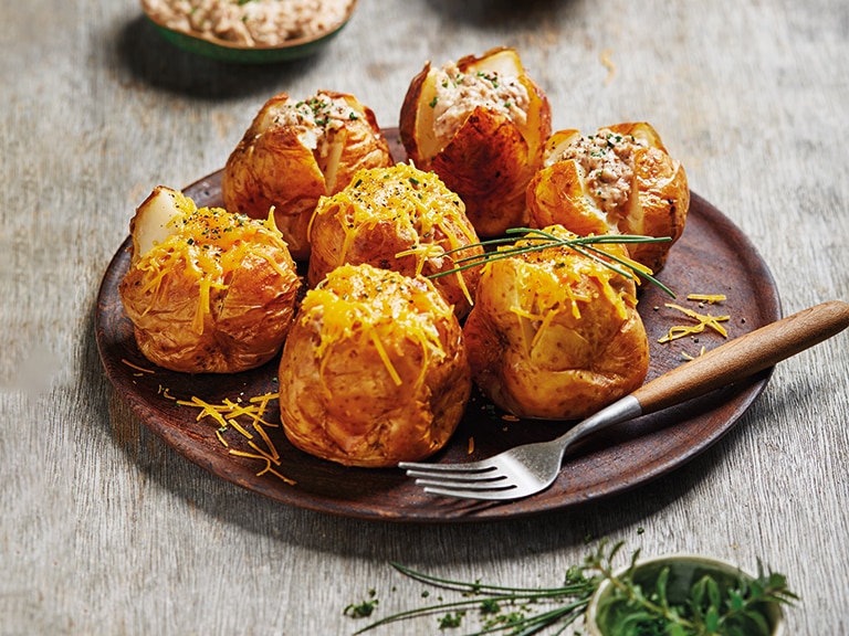 Cheesy Tuna-Stuffed Potatoes Front On