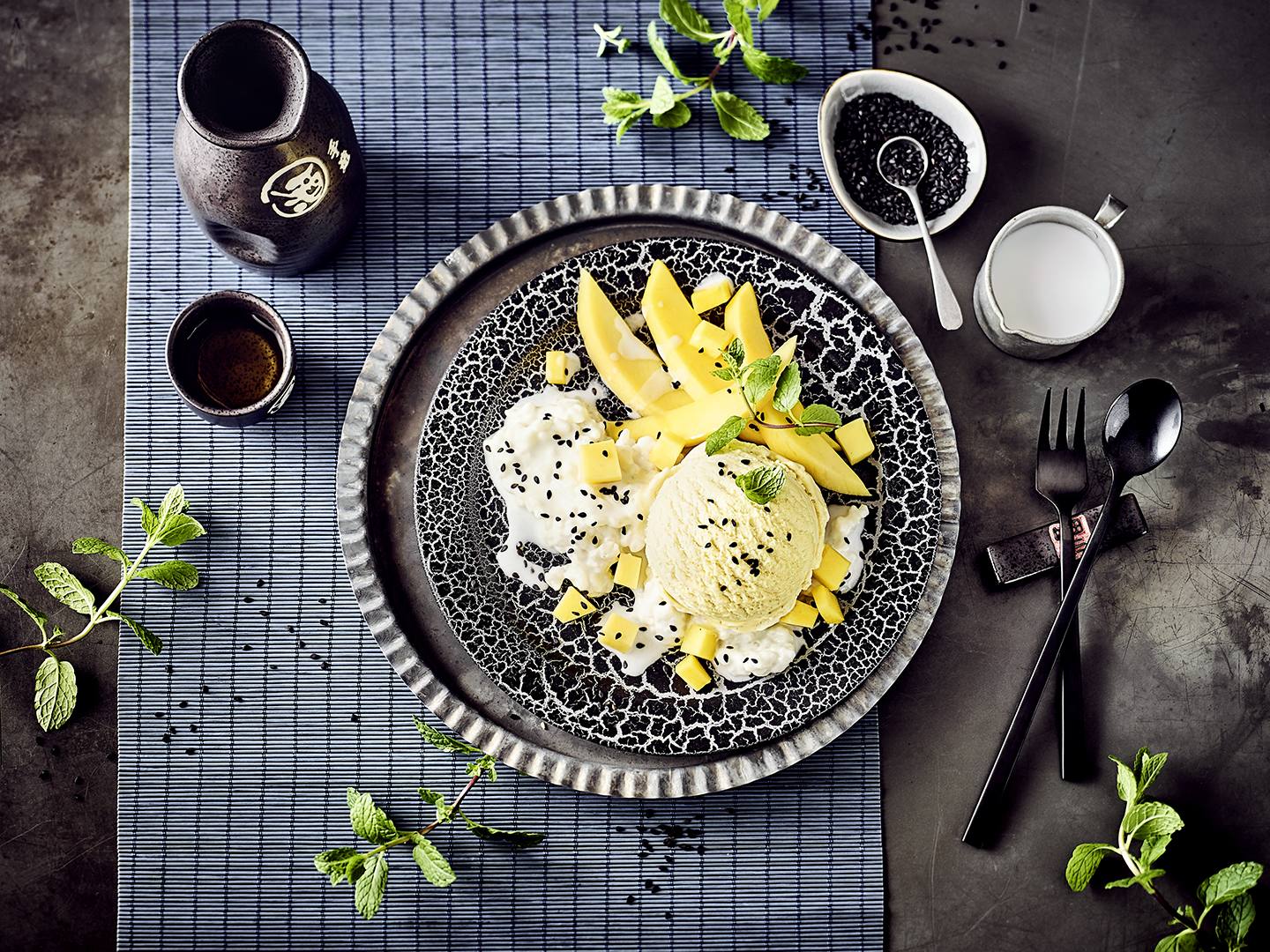 Mango Sticky Rice mit Eis
