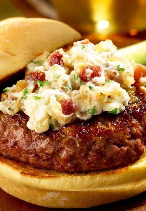Creamy Blue Cheese 'n Bacon Topped Burgers