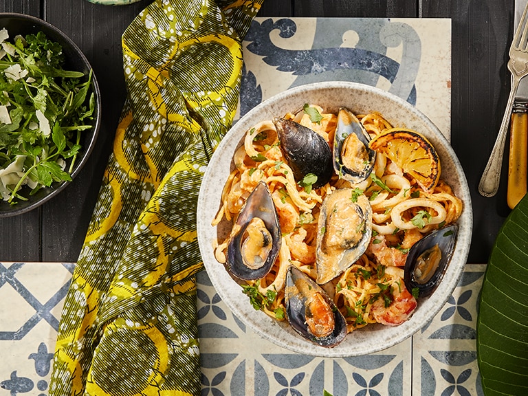 Smoked Paprika Mixed Seafood Pasta