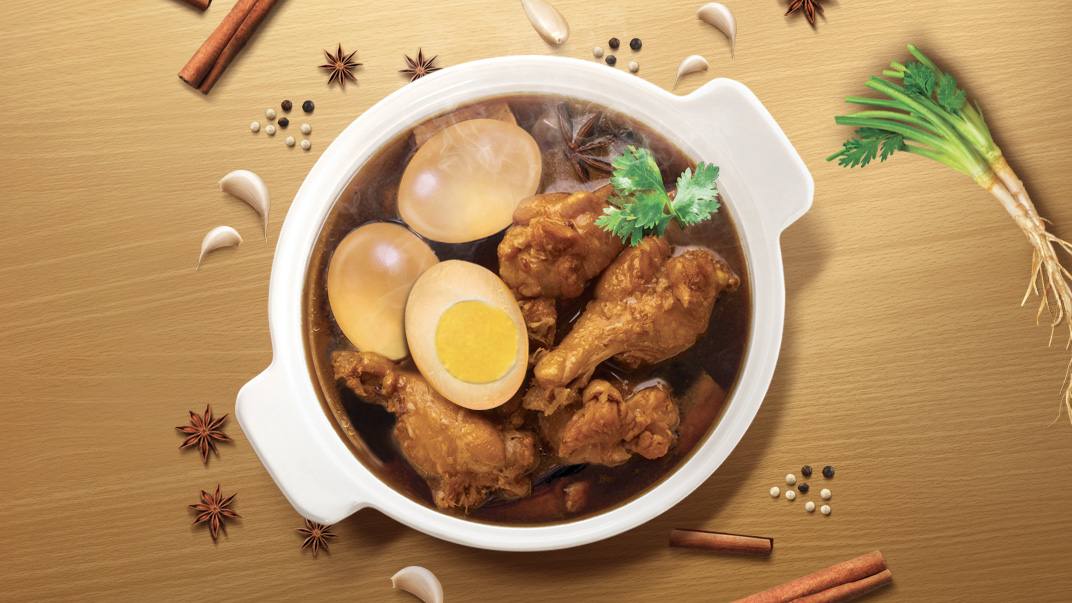 พะโล้ปีกบนไก่รากบัว