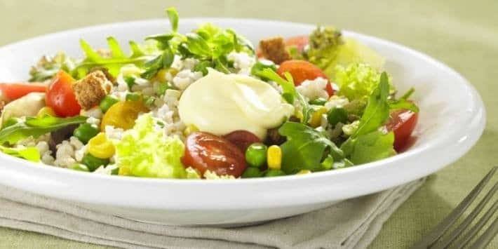 Comida de arroz verdes y verduras con mayonesa 25 Minutos  recipe