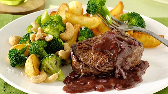 Steak met portosaus