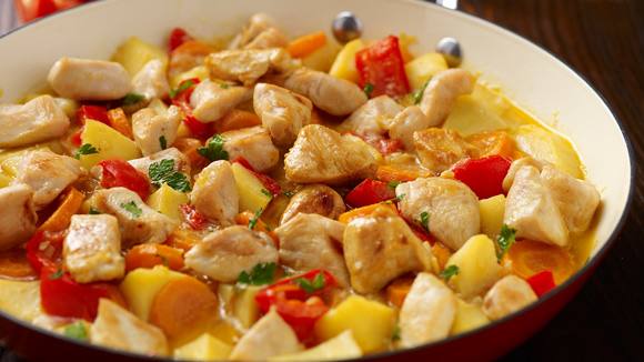Pollo dulcepicante a la cazuela