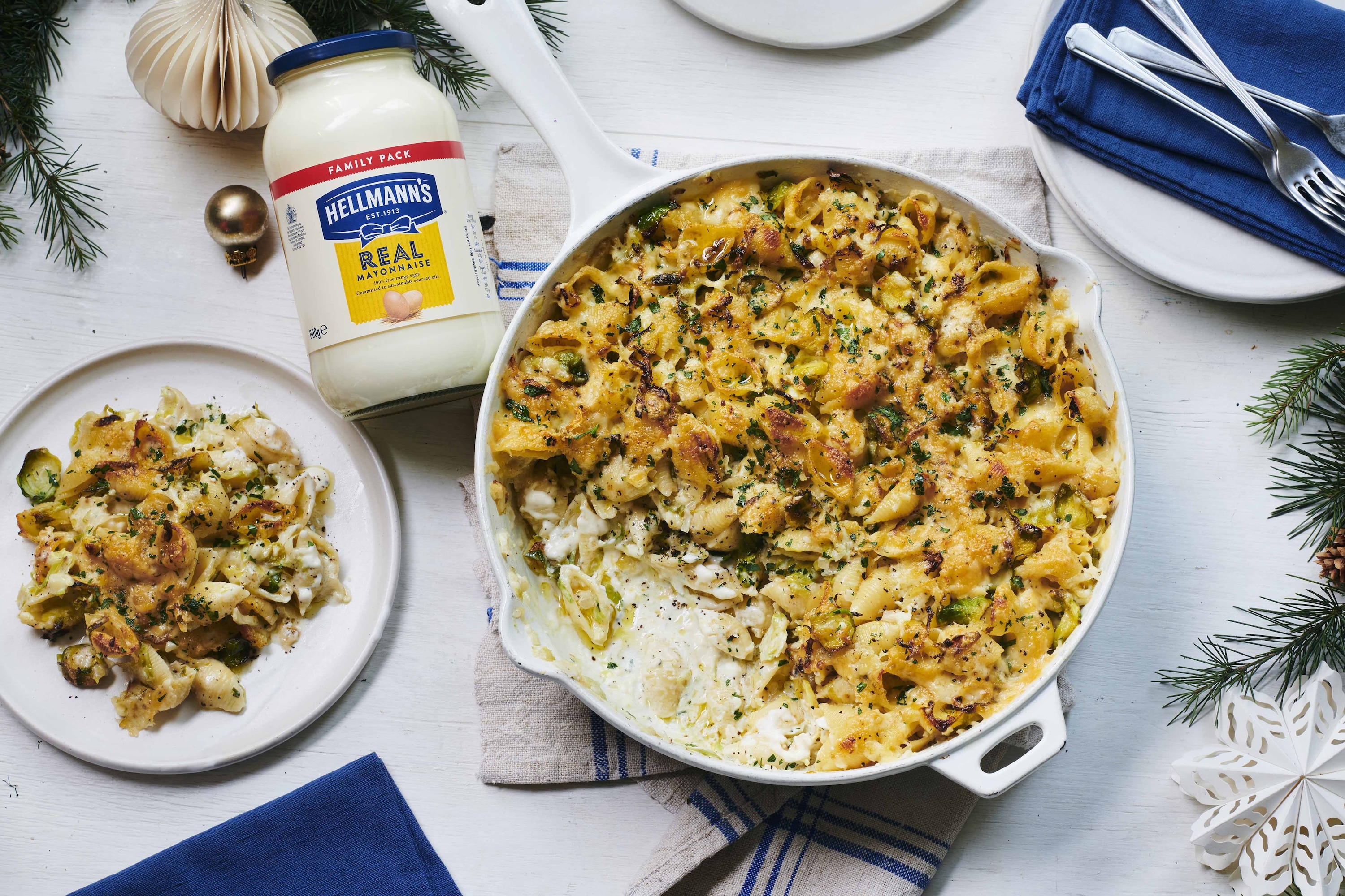 Creamy Brussels Sprouts Pasta Bake