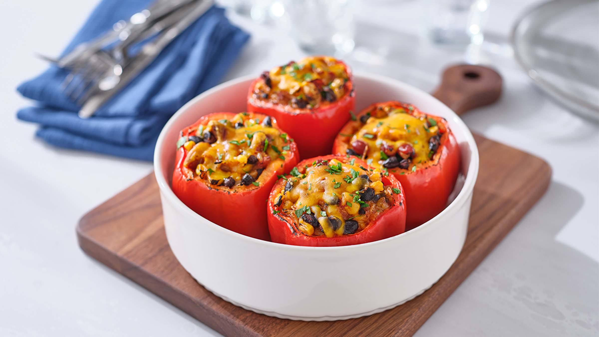 Leftover Chili Stuffed Peppers