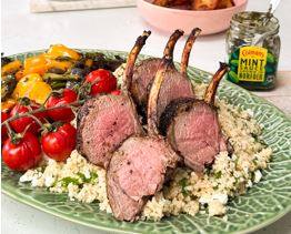 Minted Rack of Lamb with Couscous and veg - horizontal