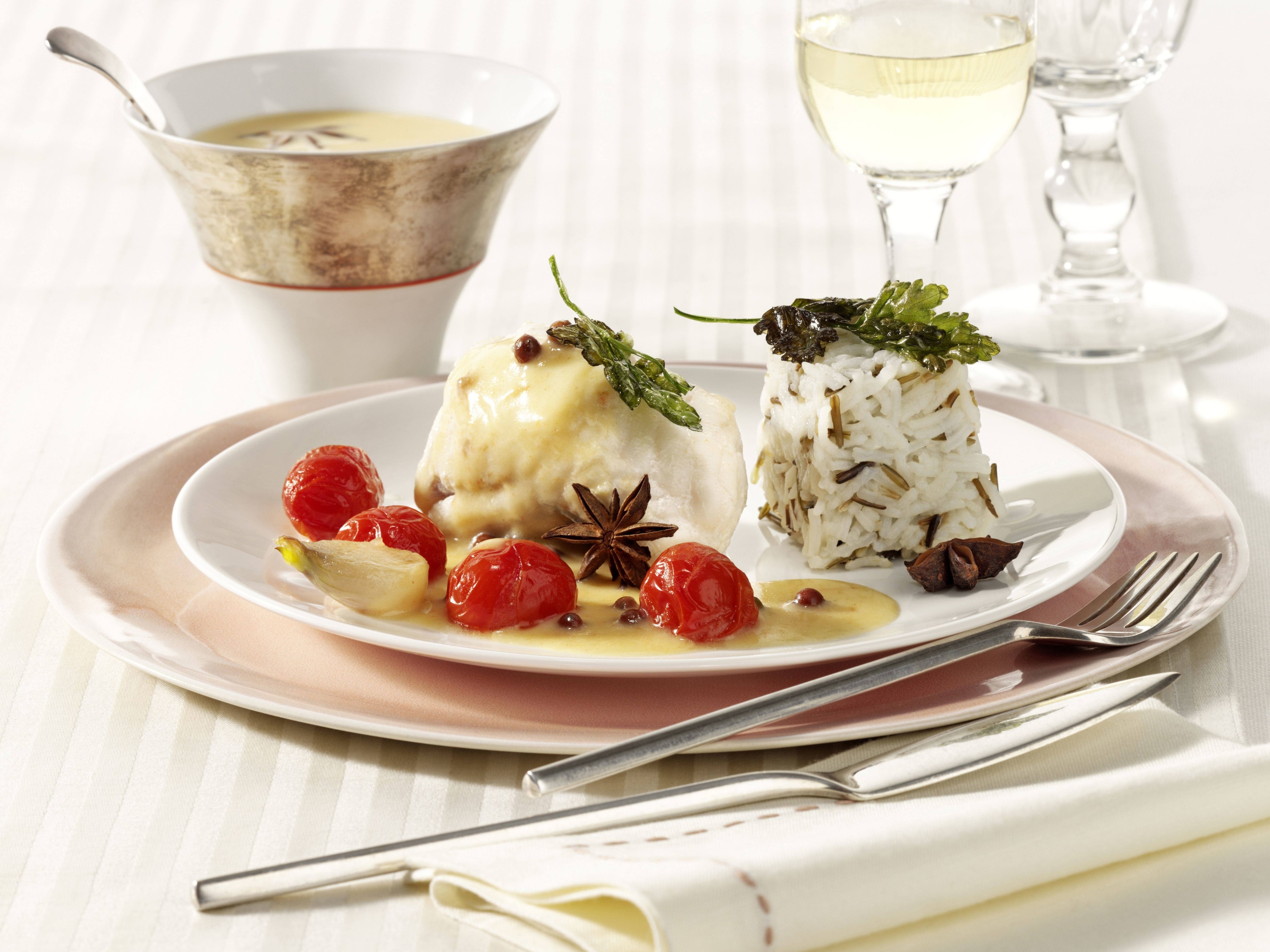 Mondamin - Seeteufelfilet auf Sternanis-Sauce