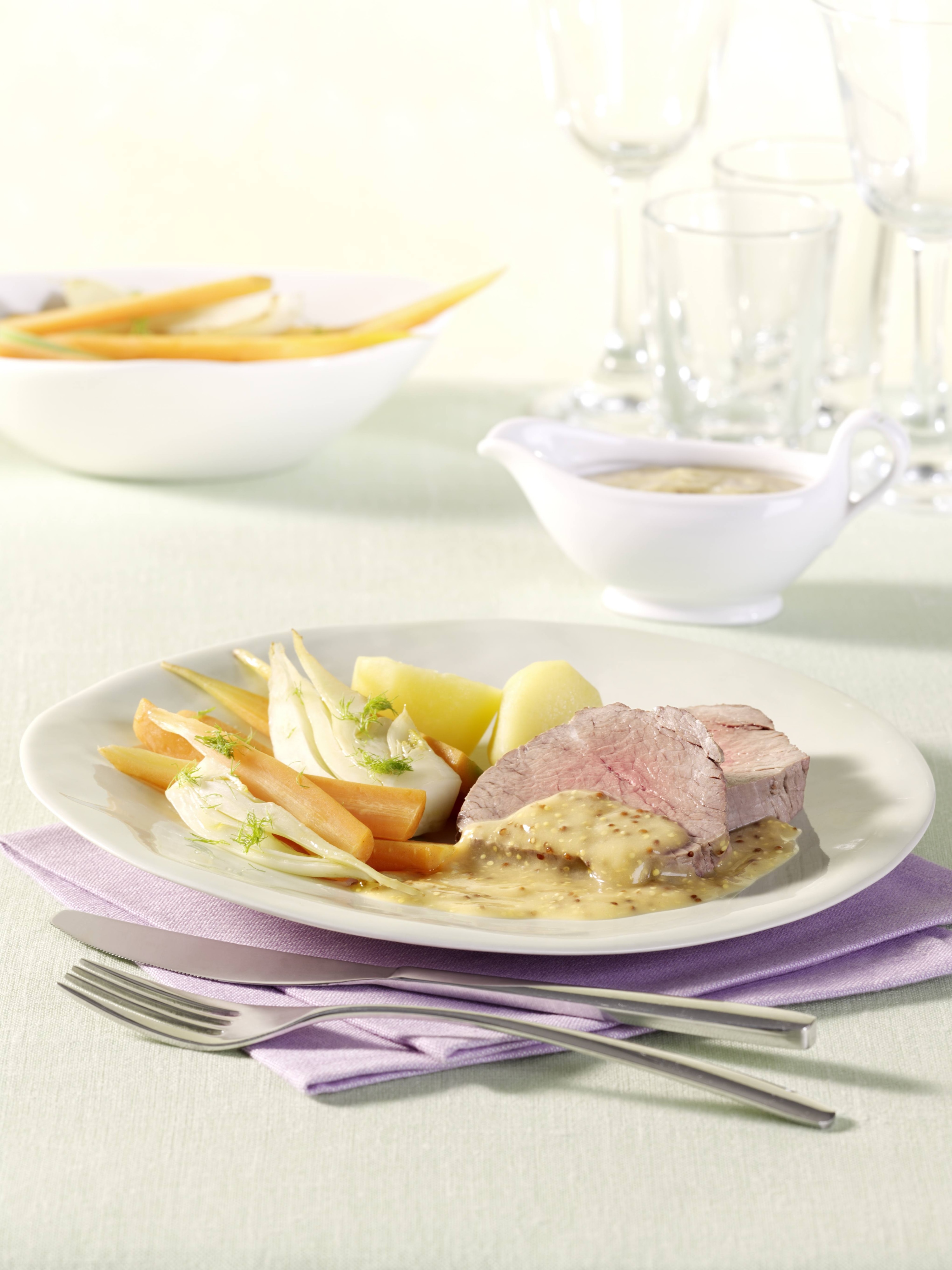 Mondamin - Pochiertes Rinderfilet mit Zitronen-Senf-Sauce 60 Minuten  recipe