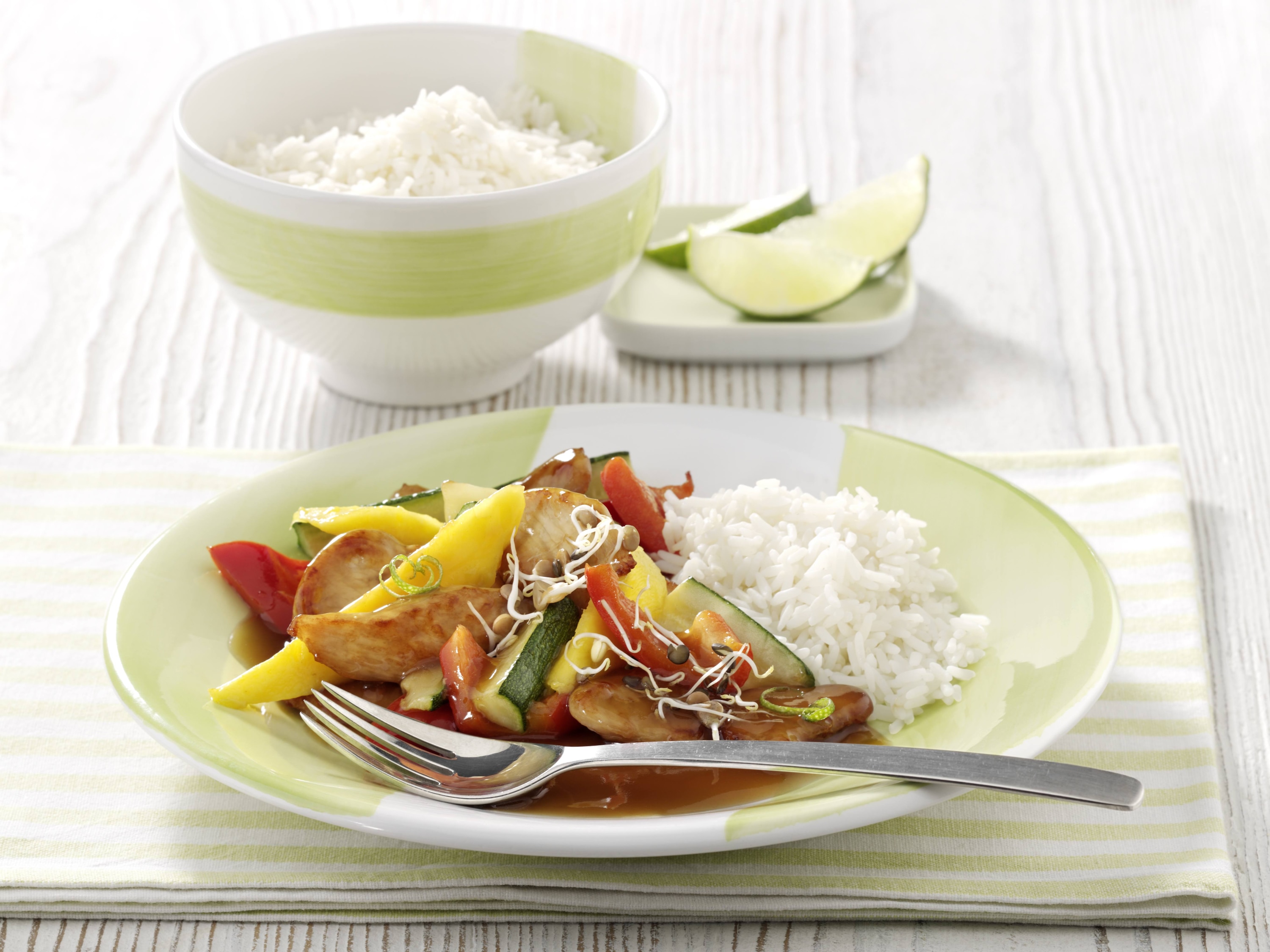 Mondamin - Putengeschnetzeltes mit Mango und Sprossen