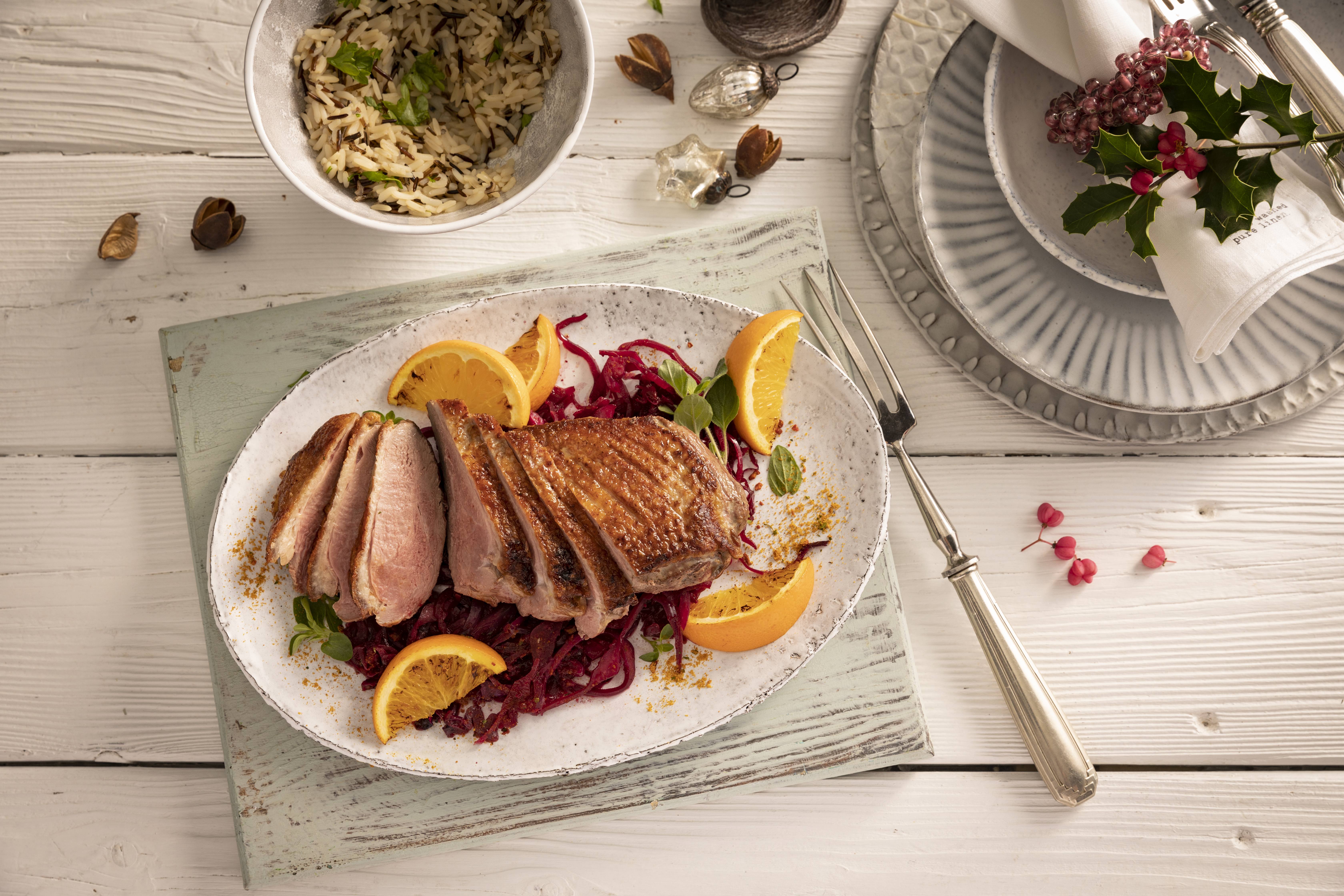 Knorr - Entenbrust mit Orangen-Rotkraut