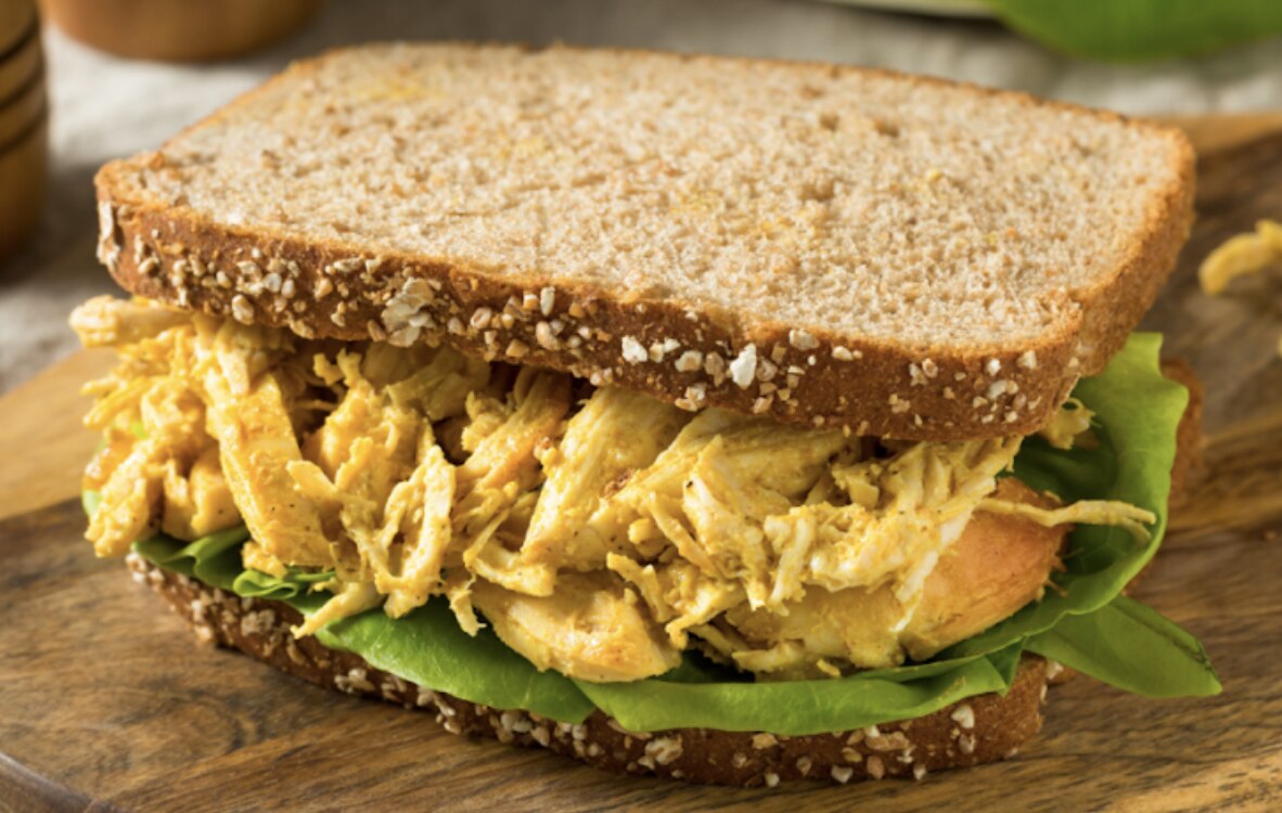 Coronation Chicken in Two Ways: Chicken Sandwich and Chicken Salad