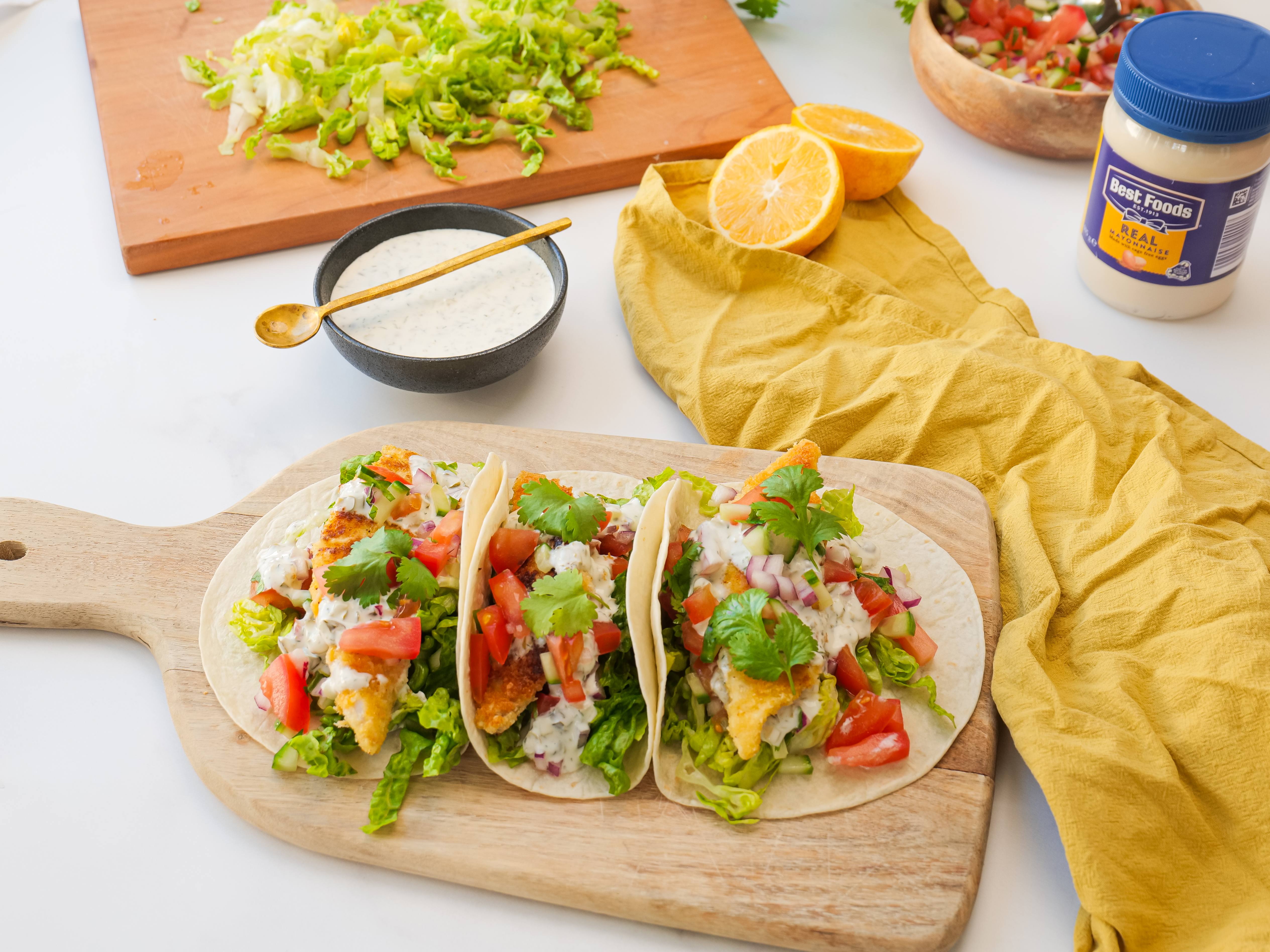 Fresh Fish Tacos with Tartare Sauce