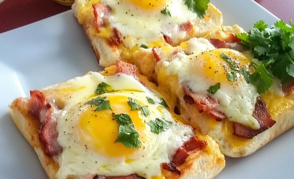 Tostadas con Huevo y Tocino