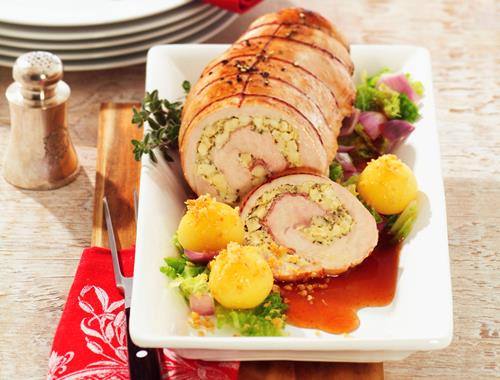 Putenrollbraten mit Apfelsauce