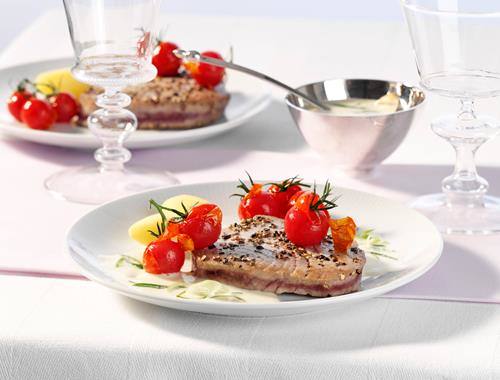 Thunfischsteak mit Limetten-Sahnecreme