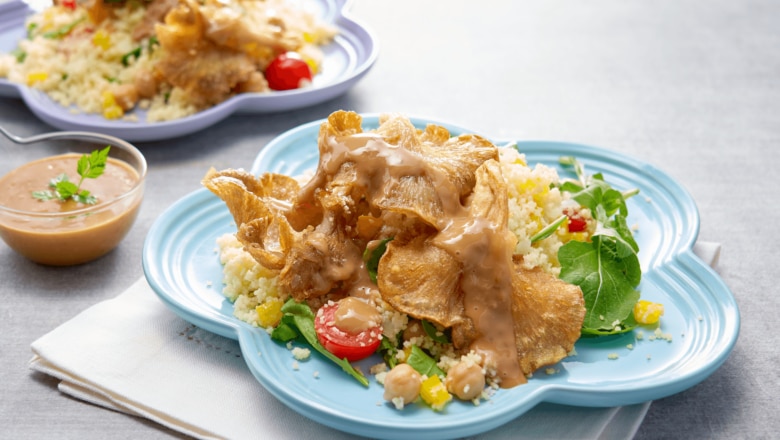 Resipi Crispy Mushroom Couscous Salad