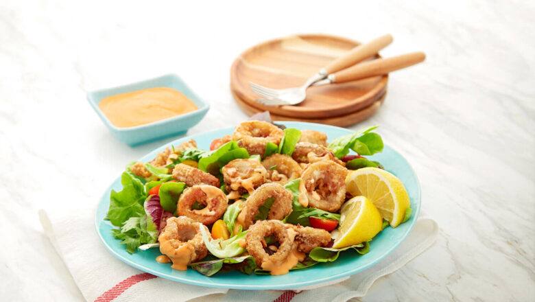 Resipi Hellmann’s Crispy Calamari Salad 35 minit  recipe
