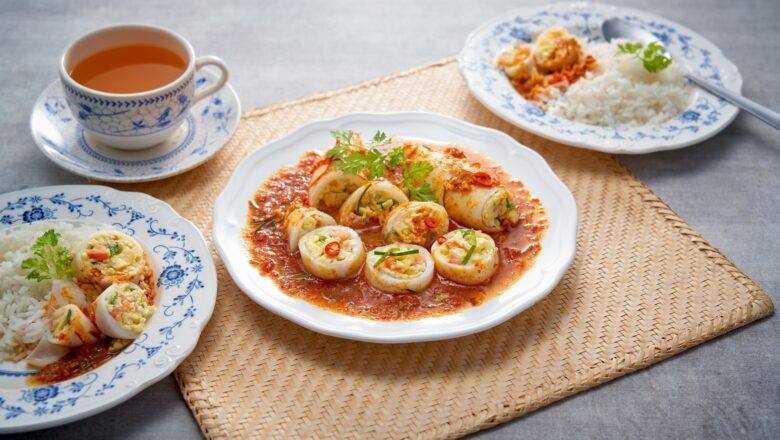 Resepi Sotong Sumbat Dengan Sos Limau Pedas