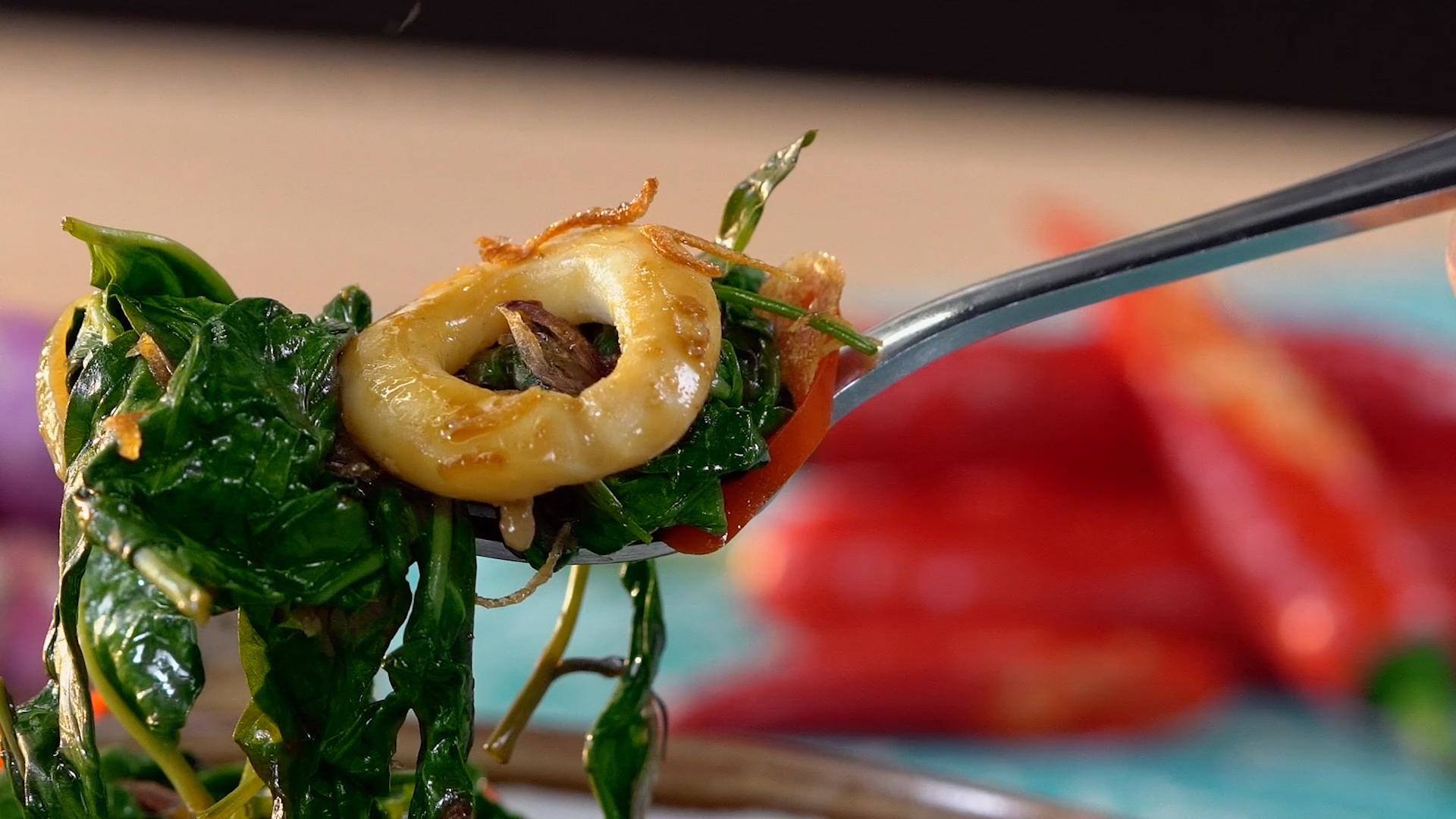 Resep Cah Kangkung Manis Cumi A la Restoran | MAHI