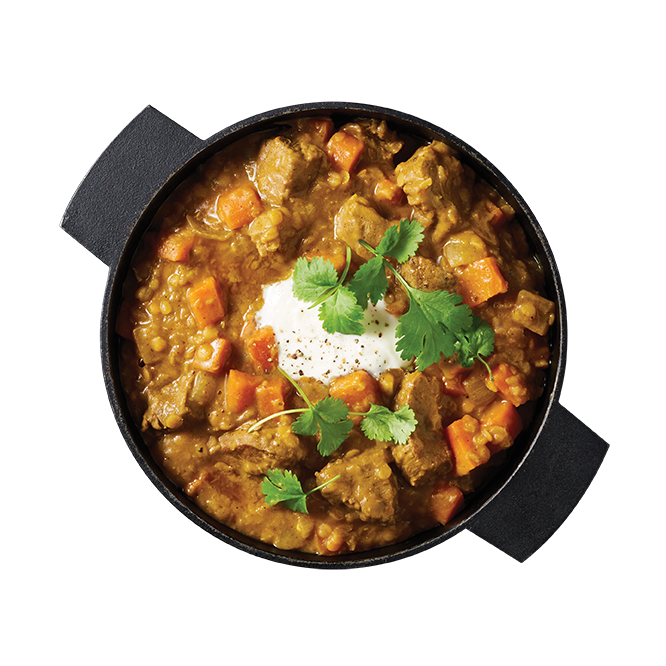 Slow Cooked Curried Beef with Lentils