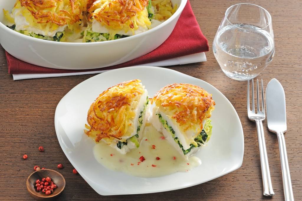 Steinbeißerfilet und Wirsing in Röstikruste Rezept - Rezept & Bild